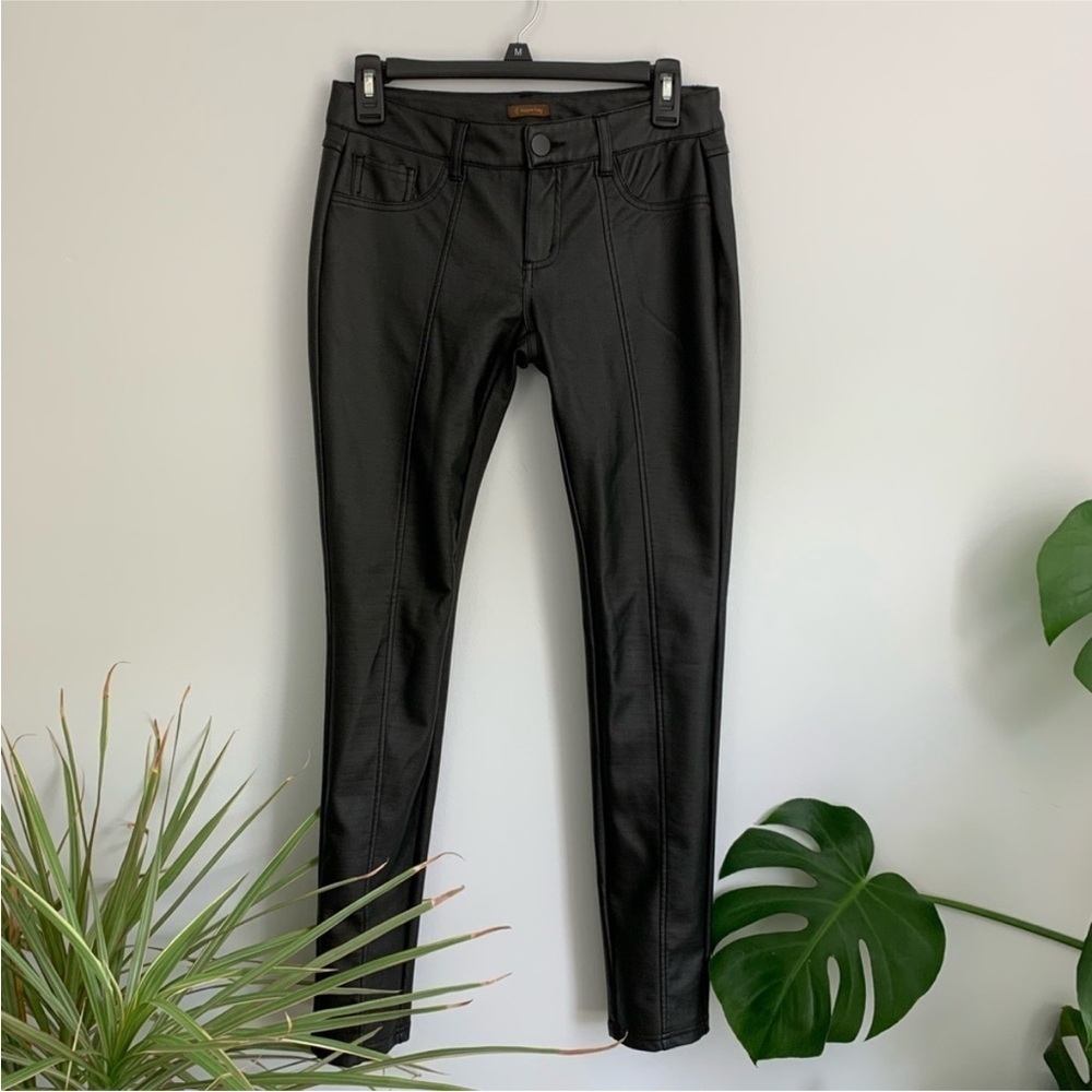 Copper Key | Black Faux Leather Bikercore Moto Pants (15” Waist x 31” Inseam)